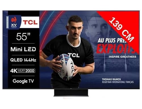 TCL TV QLED 4K 139 cm TV 4K QLED Mini LED 55MQLED87 144Hz Google TV